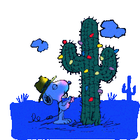 Christmas Cactus Snoopy Sticker - Christmas Cactus Snoopy Celebrating Holiday Stickers