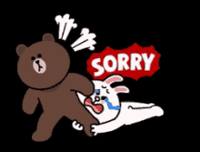 Brown And Cony Sorry GIF - Sorry Maaf Sori GIFs