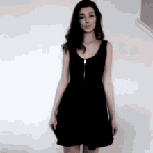 Black Dress Mini Dress GIF - Black Dress Mini Dress Brunette GIFs