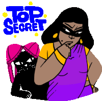 Stri With Mask And Caption Top Secret In English Sticker - Super Stri Top Secret Black Cat Stickers