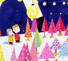 a charlie brown christmas christmas trees trees colorful trees colorful forest