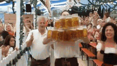 27 Mugs Of Beer! GIF - Beer German Happy Hour GIFs
