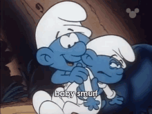 Baby Wondering GIF - Smurf Schlumpf Baby Smurf GIFs