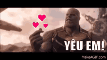 Thanos, Thảtim, Yêu, Yêuem, Tráitim, Cuộcchiếnvôcực GIF - Thanos Finger Heart Sign Love You GIFs