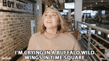 Crying In A Buffalo Wild Wings Time Square GIF - Crying In A Buffalo Wild Wings Time Square Buffalo Wild Wings GIFs