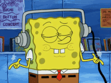 spongebob squarepants spongebob head phones music jam
