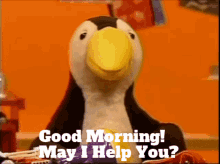 Paz The Penguin Good Morning GIF - Paz The Penguin Good Morning May I Help You GIFs