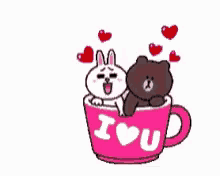Cony Line Friends Love You GIF - Cony Line Friends Love You Cup GIFs
