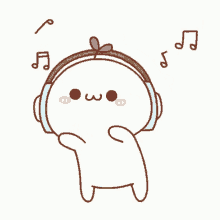 listening to music headphones music notes blushing