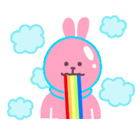 Pink Rabbit Sticker - Pink Rabbit Clouds Stickers