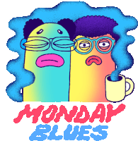 Sad Wrigglers Have The Monday Blues Sticker - Wriggle It Monday Blues Coffee Stickers