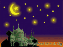 stars night sky crescent moon happy eid