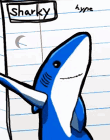 shark animated waving cute sharky