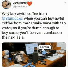 salesmanship humor business absurd coffee