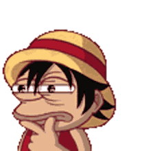 kameto wow luffy hat cute adorable thinking