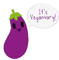 Vegan Veganuary Sticker - Vegan Veganuary Eggplant Stickers
