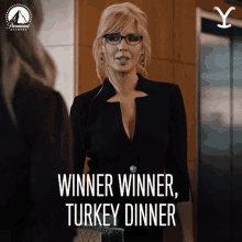 Winner Winner Turkey Dinner Beth Dutton GIF - Winner Winner Turkey Dinner Beth Dutton Kelly Reilly GIFs
