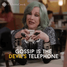 Gossip Is The Devils Telephone Best To Just Hang Up Catherine Ohara GIF - Gossip Is The Devils Telephone Best To Just Hang Up Catherine Ohara Moira GIFs