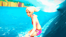 barbie surfing ocean waves splash