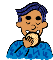 Boy Eating Pastry Sticker - Boy And Girlie Bread Eating Stickers