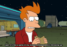 futurama fry party in my mouth throw up sandwich