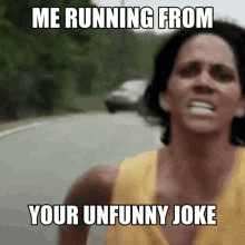 unfunny joke running run not funny halle berry