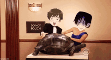 do not touch anime turtle museum tapping