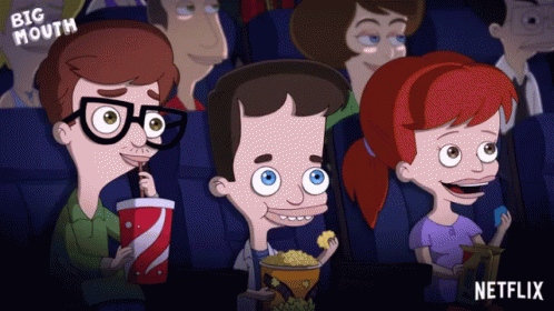 Big Mouth Watching Movie GIF - Big Mouth Watching Movie Popcorn - Descubre &amp; Comparte GIFs