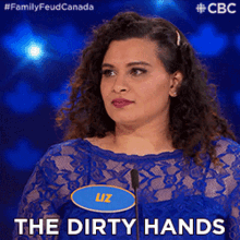 The Dirty Hands Liz GIF - The Dirty Hands Liz Family Feud Canada GIFs