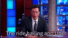 Ride Hailing App Uber Uber GIF - Stephen Colbert Hide Hailing GIFs