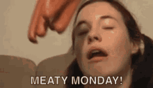 Girl Meaty Monday GIF - Girl Meaty Monday Raining Sausage GIFs