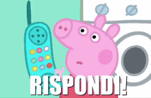 Peppa Pig Telefono Telefonare Cellulare Chiamare Rispondere Rispondi Smartphone Bambini Bimbi GIF - Answer Please Incpoming Call Pick Up The Phone GIFs