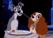 Beijos / Muito Amor /  Casal / Namorados / Namoro / Lady And The Tramp GIF - Lady Andthe Tramp In Love Him And I GIFs