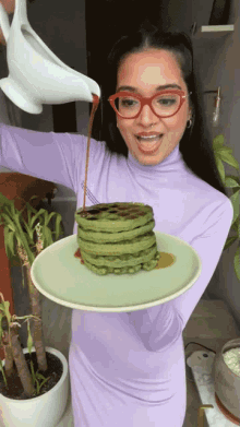 pouring syrup priyanka naik chef priyanka seaweed waffles vegan waffles