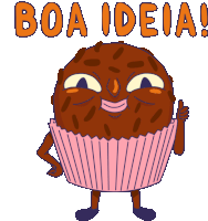 Chocolate Truffle Says Good Idea In Portuguese Sticker - Fullof Emotion Google Stickers