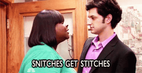 Snitches Get Stitches - Parks And Recreation GIF - Snitch Snitches Get  Stiches Donna Meagle - Discover & Share GIFs