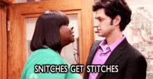Snitches Get Stitches - Parks And Recreation GIF - Snitch Snitches Get Stiches Donna Meagle GIFs