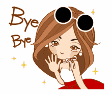 animated cartoon girl cute good bye