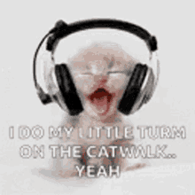 dancing kitten headphones dance i do my little turn catwalk