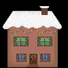 Gingerbread House GIF - Gingerbread House Lights Pixels GIFs