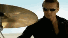 drummer drums beat cymbals shades