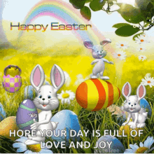 happy easter bunny rabbit eggs love and joy