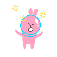 Pink Rabbit Sticker - Pink Rabbit Unhappy Stickers