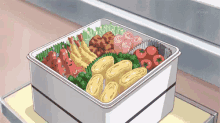 弁当 ランチ　昼ごはん 揚げ物　山小屋き GIF - Bento Fried Food Tamagoyaki GIFs