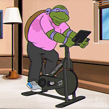 Riding A Stationary Bike Donatello GIF - Riding A Stationary Bike Donatello Saturday Night Live GIFs