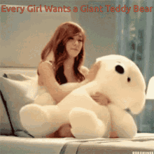 teddy bear girl hugs every girl wants a giant teddy bear