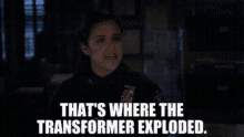 Brooklyn Nine Nine Amy Santiago GIF - Brooklyn Nine Nine Amy Santiago Thats Where The Transformer Exploded GIFs