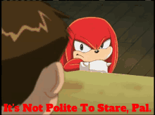 Sonic X Knuckles GIF - Sonic X Knuckles Its Not Polite To Stare Pal GIFs