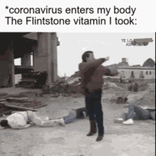 Coronavirus Flintstone Vitamins GIF - Coronavirus Flintstone Vitamins Fight Off GIFs