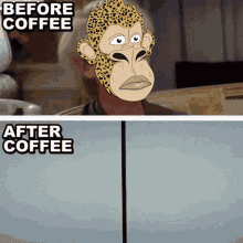 Coffee Before After GIF - Coffee Before After Euphorian Apes GIFs
